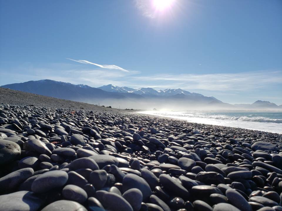 Black Pebble Beach, New Zealand South Island